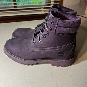 Timberland Original Premium Waterproof Boots color purple kids size 7.